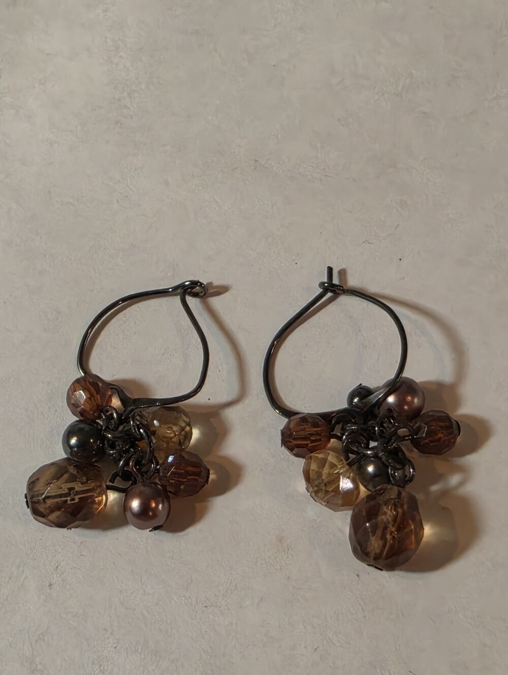 Brown Cluster Beaded Earrings